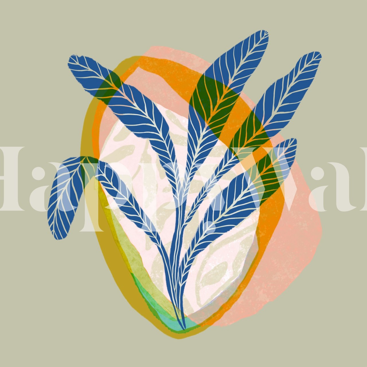 Αφηρημένη εικονογράφηση τροπικού φυτού με παστέλ χρώματα