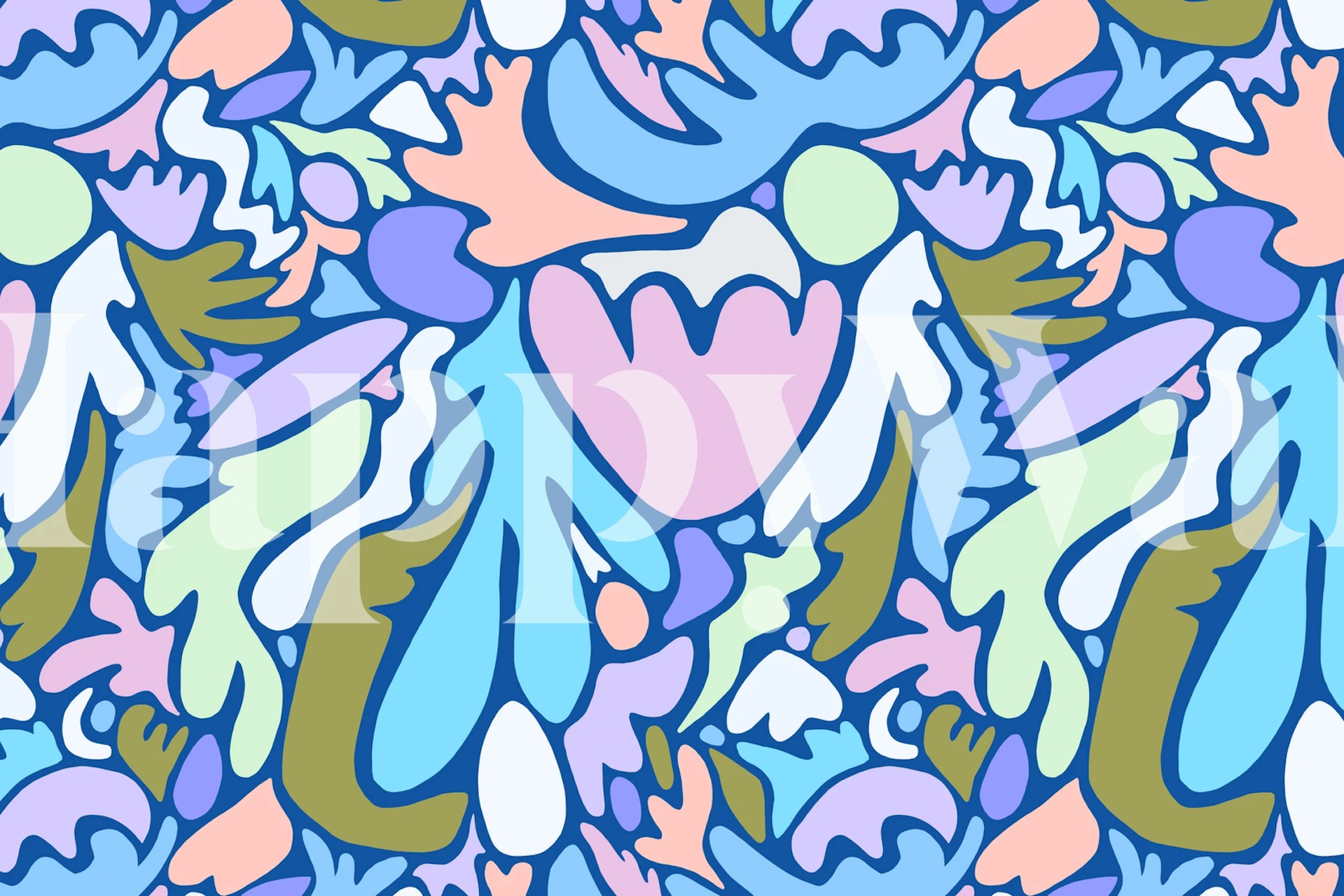 Colorful abstract sea life shapes in pastel hues wallpaper