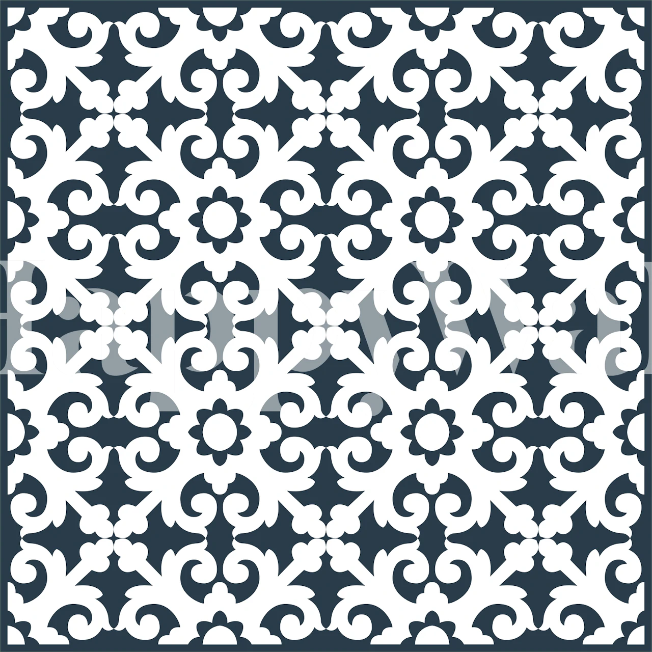 Ornamental black and white wallpaper with floral patterns