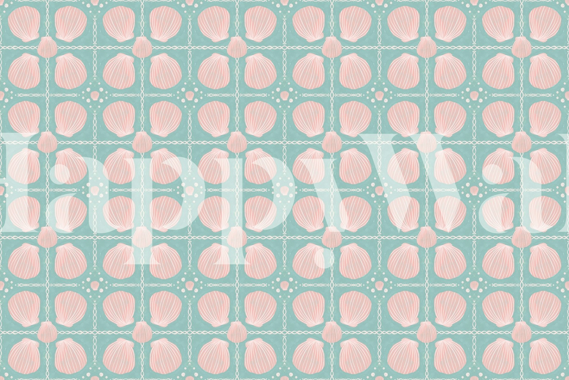 Seashell pattern Tapete im Raum angezeigt