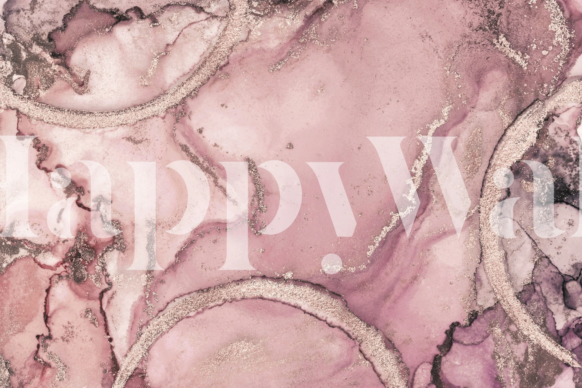 Pink and gold marbled pattern wallpaper with abstract swirls