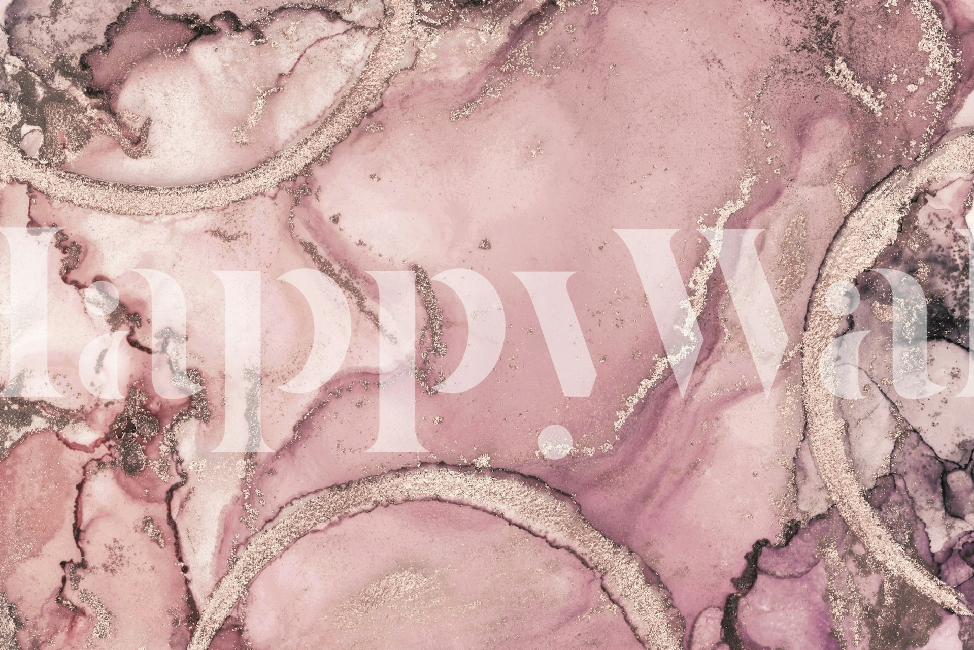 Pastelno ružičasto zlatna mramorna umjetnička zidna slika