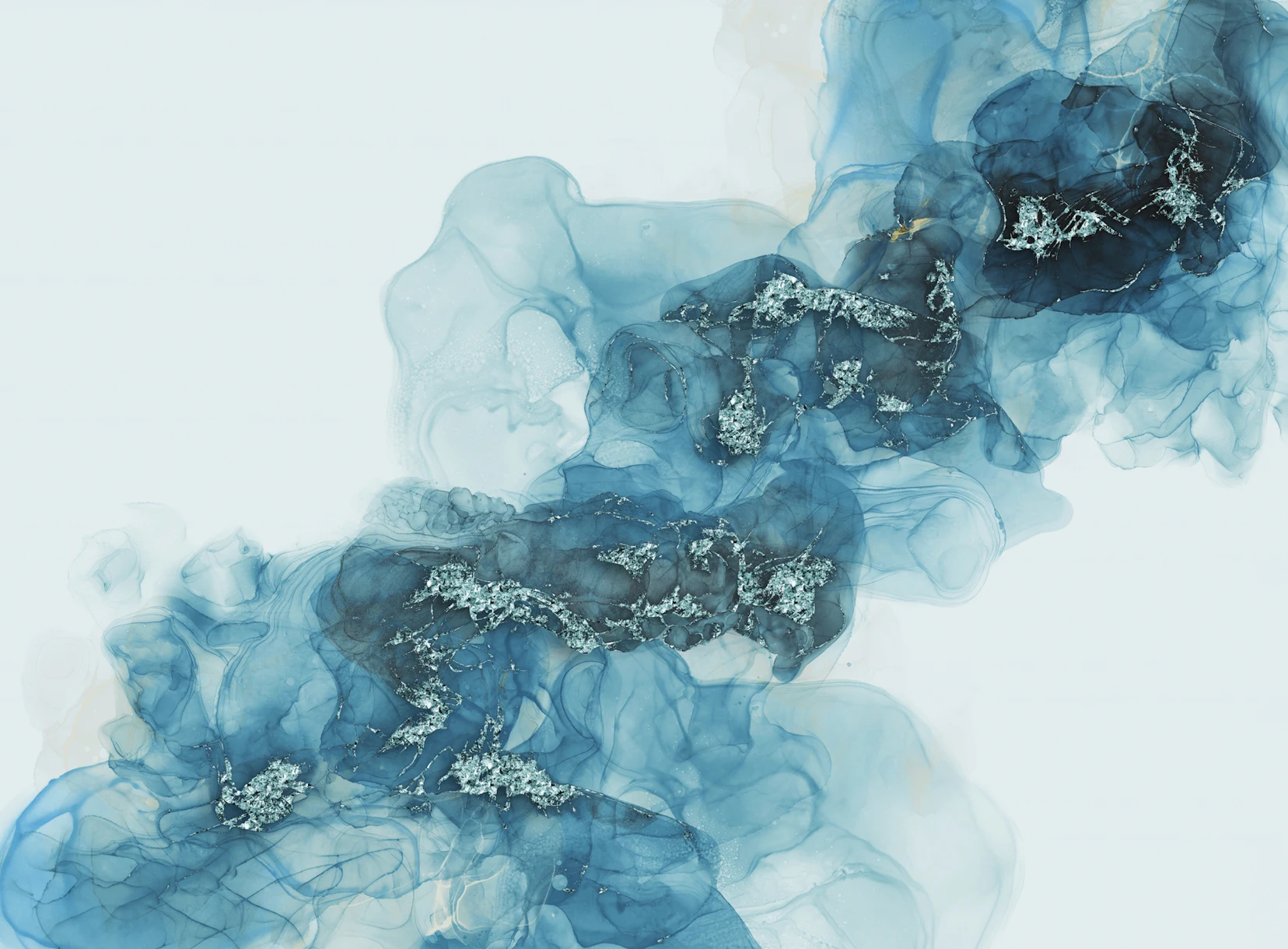 Dreamy Turquoise Ink Painting Wallpaper | Happywall
