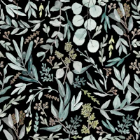 Seamless Black Eucalyptus tapeet