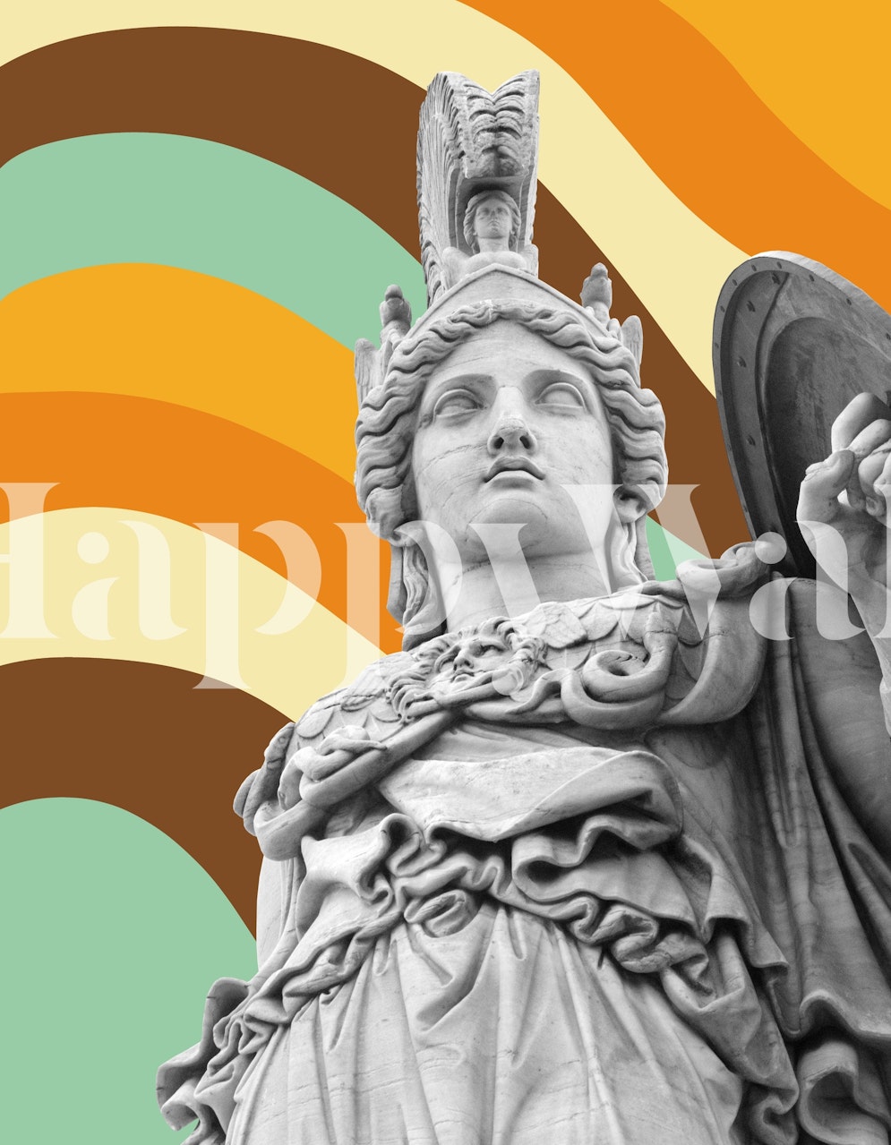 Carta da parati Athena Pallas Retro Wave 1 in una stanza