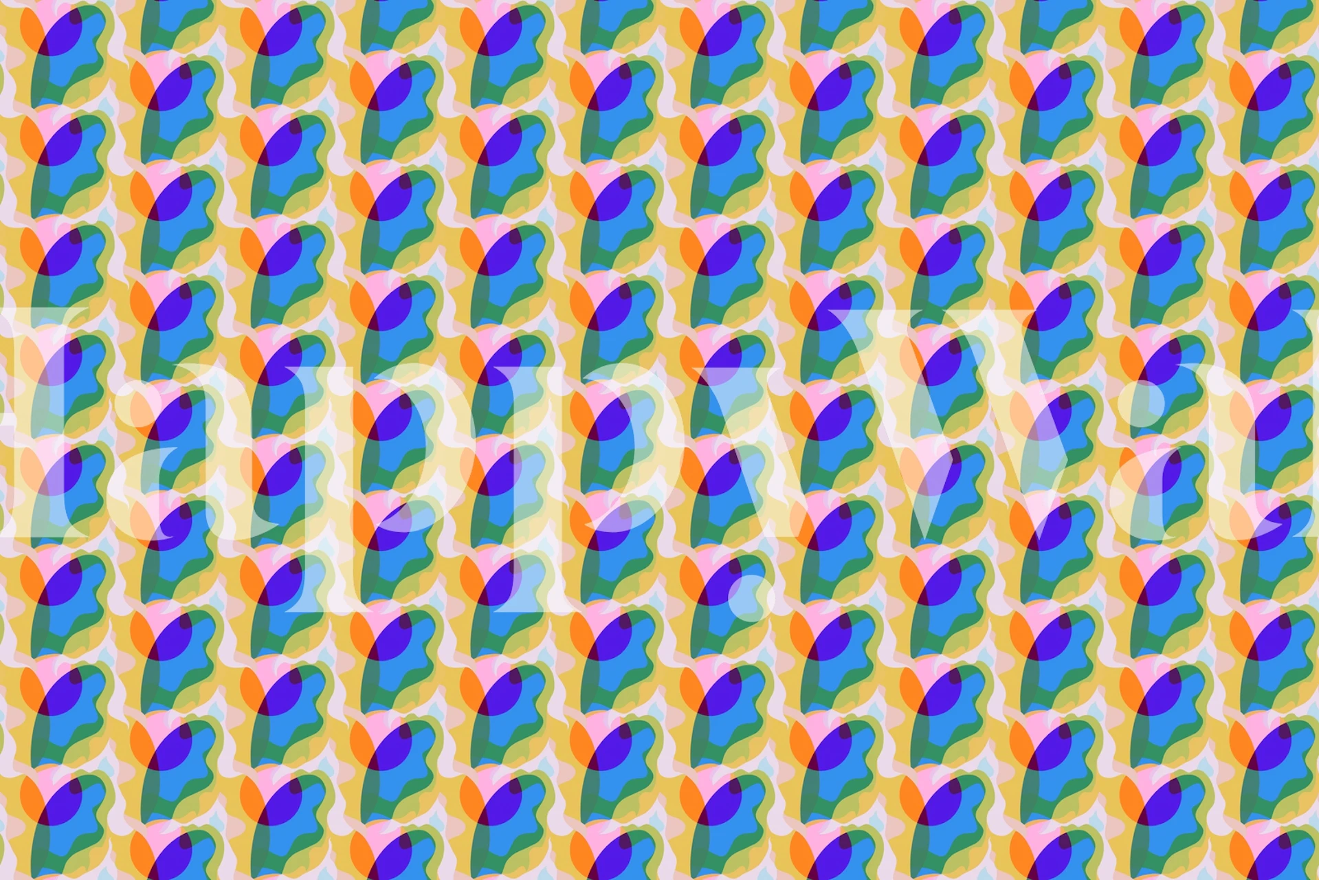 Colorful geometric shapes wall mural with vibrant interlocking patterns