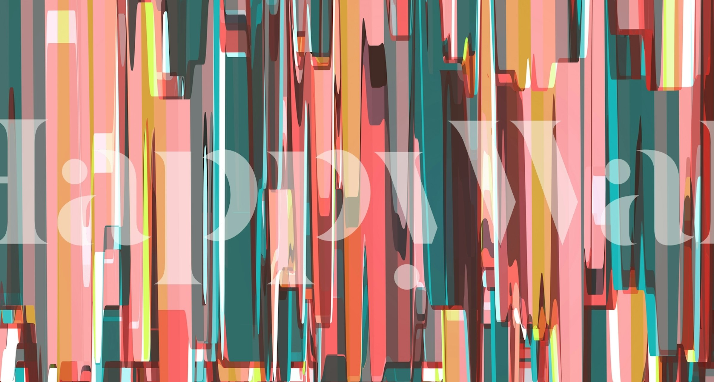 Vibrant vertical pattern wallpaper in a room