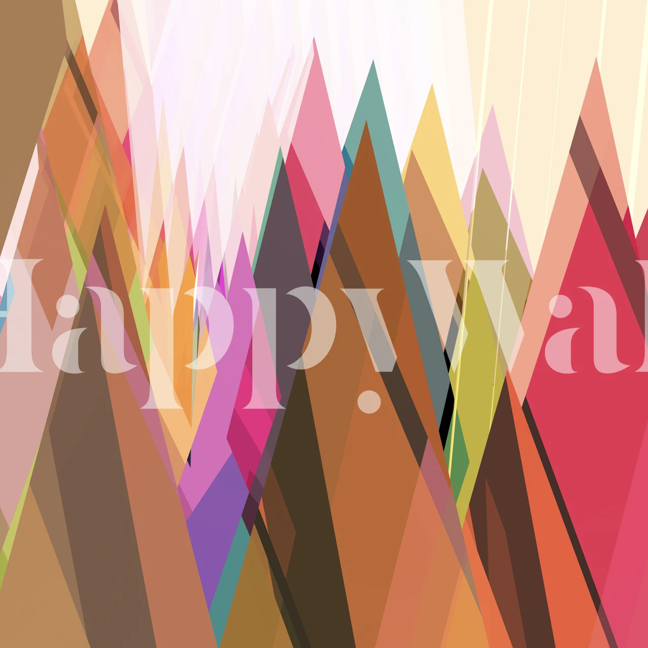 Colorful geometric shapes in pink, brown, and teal wallpaper
