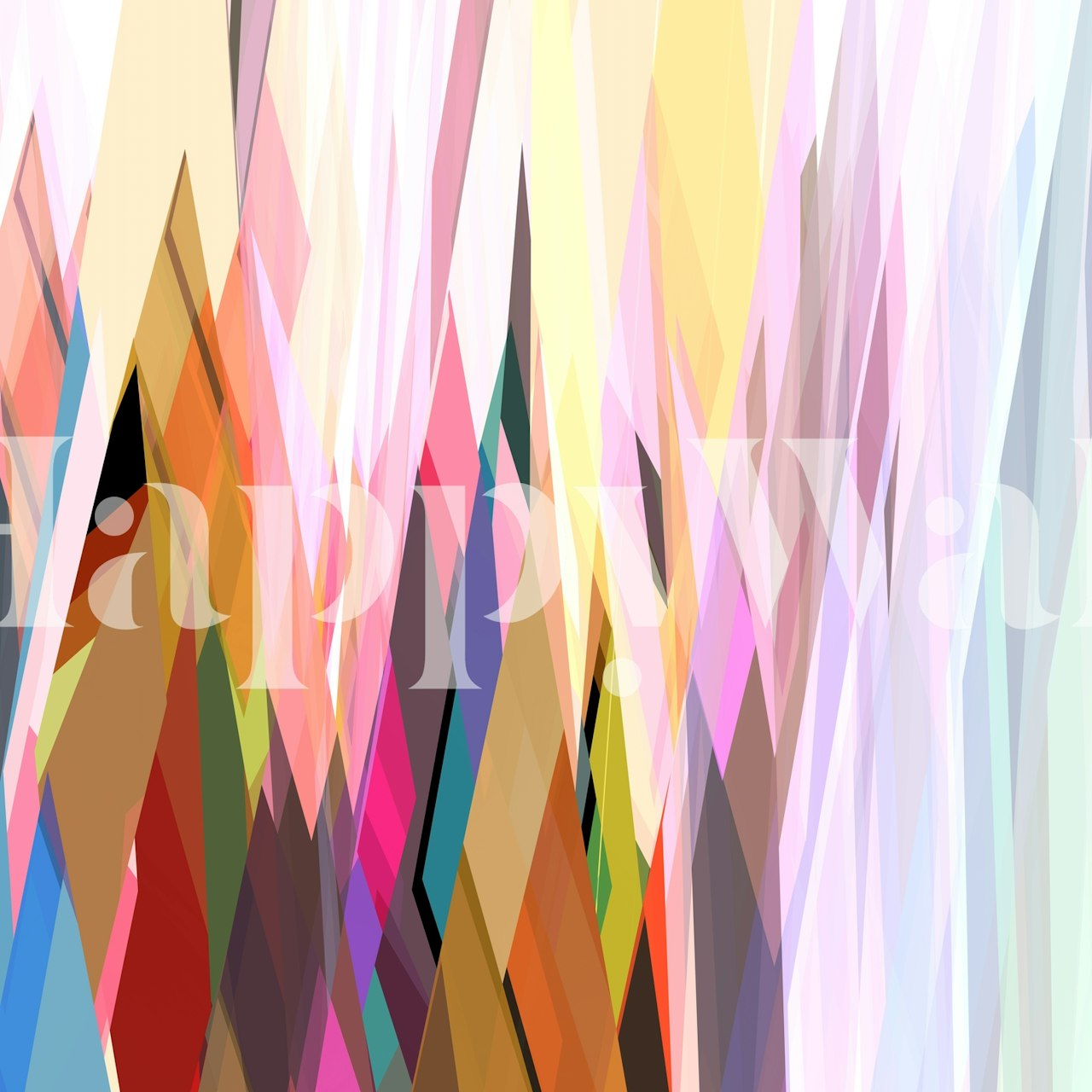 Colorful pointed shapes wallpaper in a room