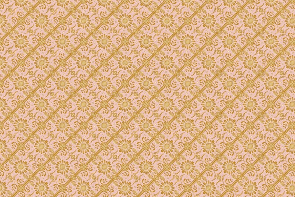 Boho Floral Pattern Gold Pink