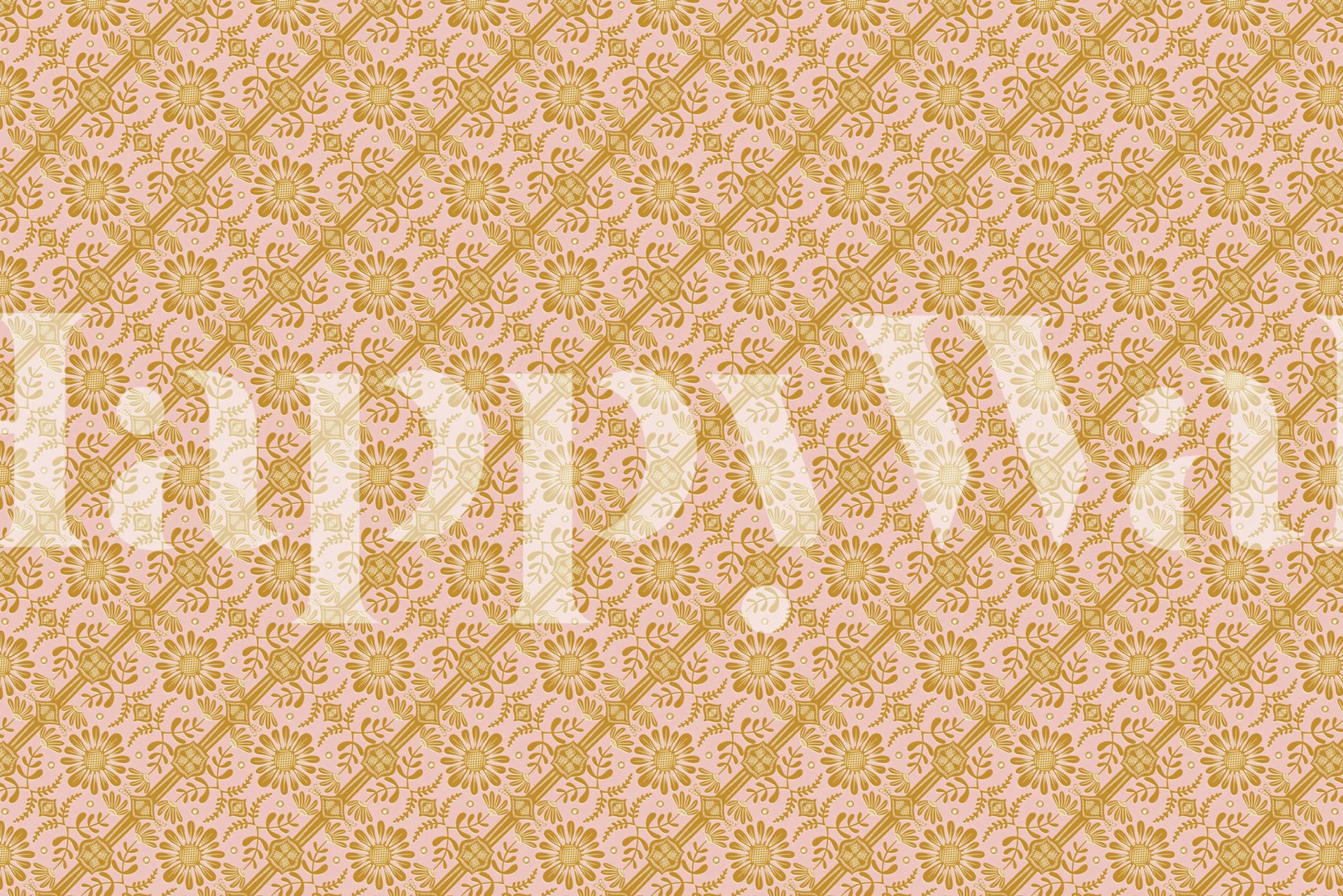 Boho floral pattern in Gold und Pink