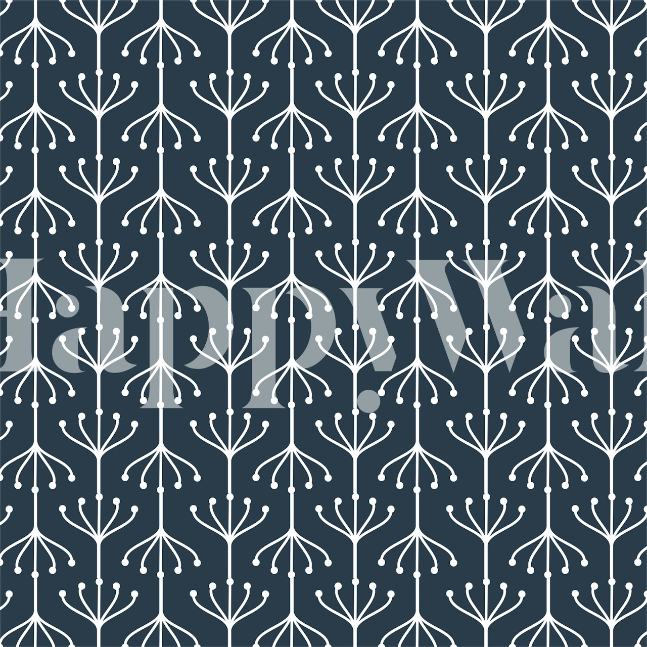 Dark Floral Abstract Pattern behang in een kamer