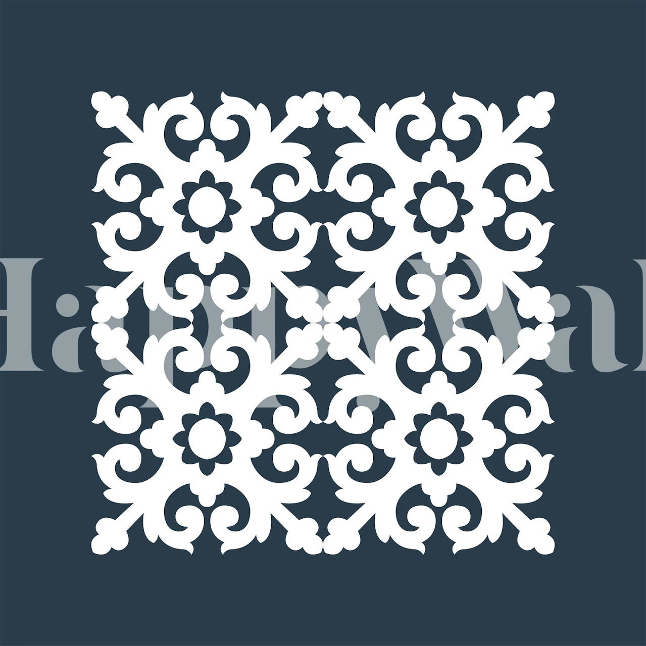 Elegant monochrome oriental pattern wall mural for home decor