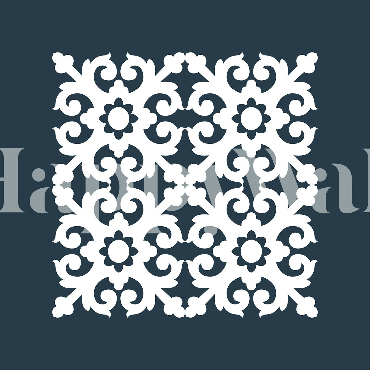 Elegant monochrome oriental pattern wall mural for home decor