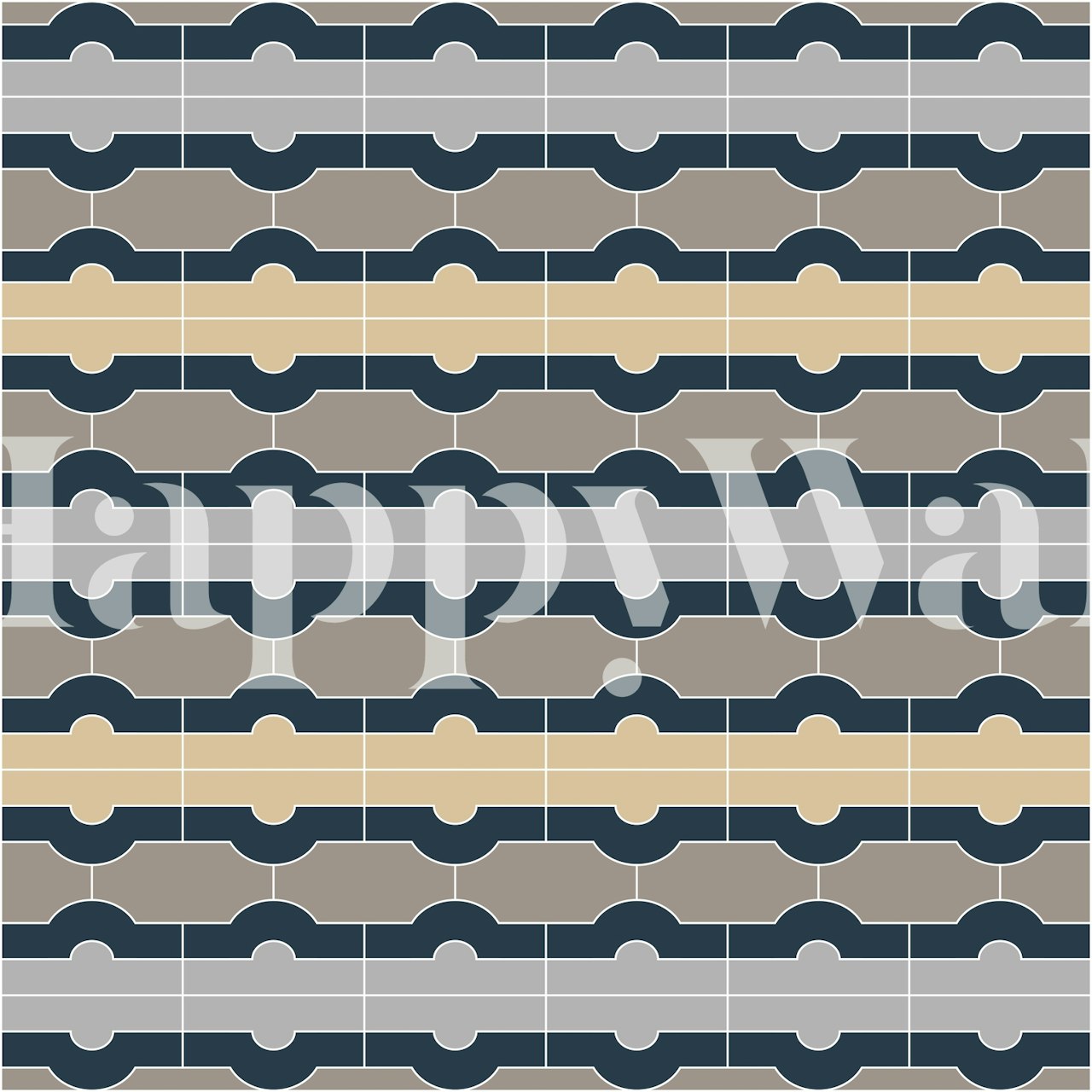 Striped wallpaper in sand beige and grey tones