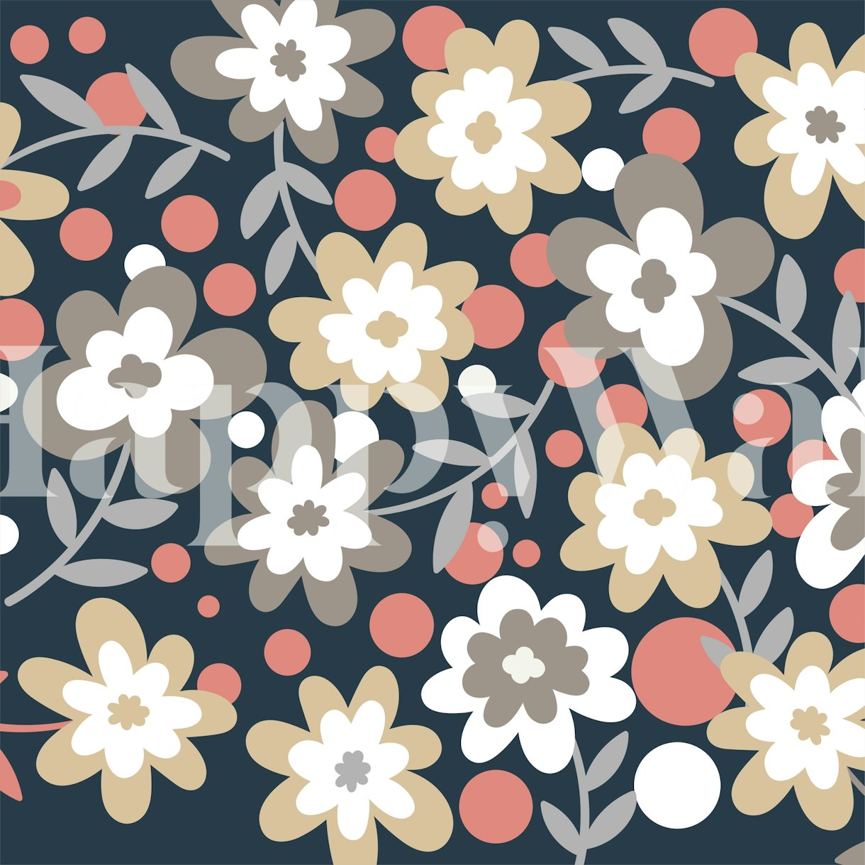 Natural Earth Tones Florals Wallpaper | Happywall