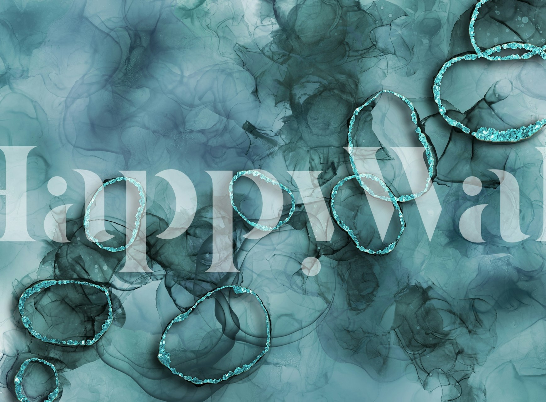 Abstract ocean wallpaper in turquoise and dark blue tones