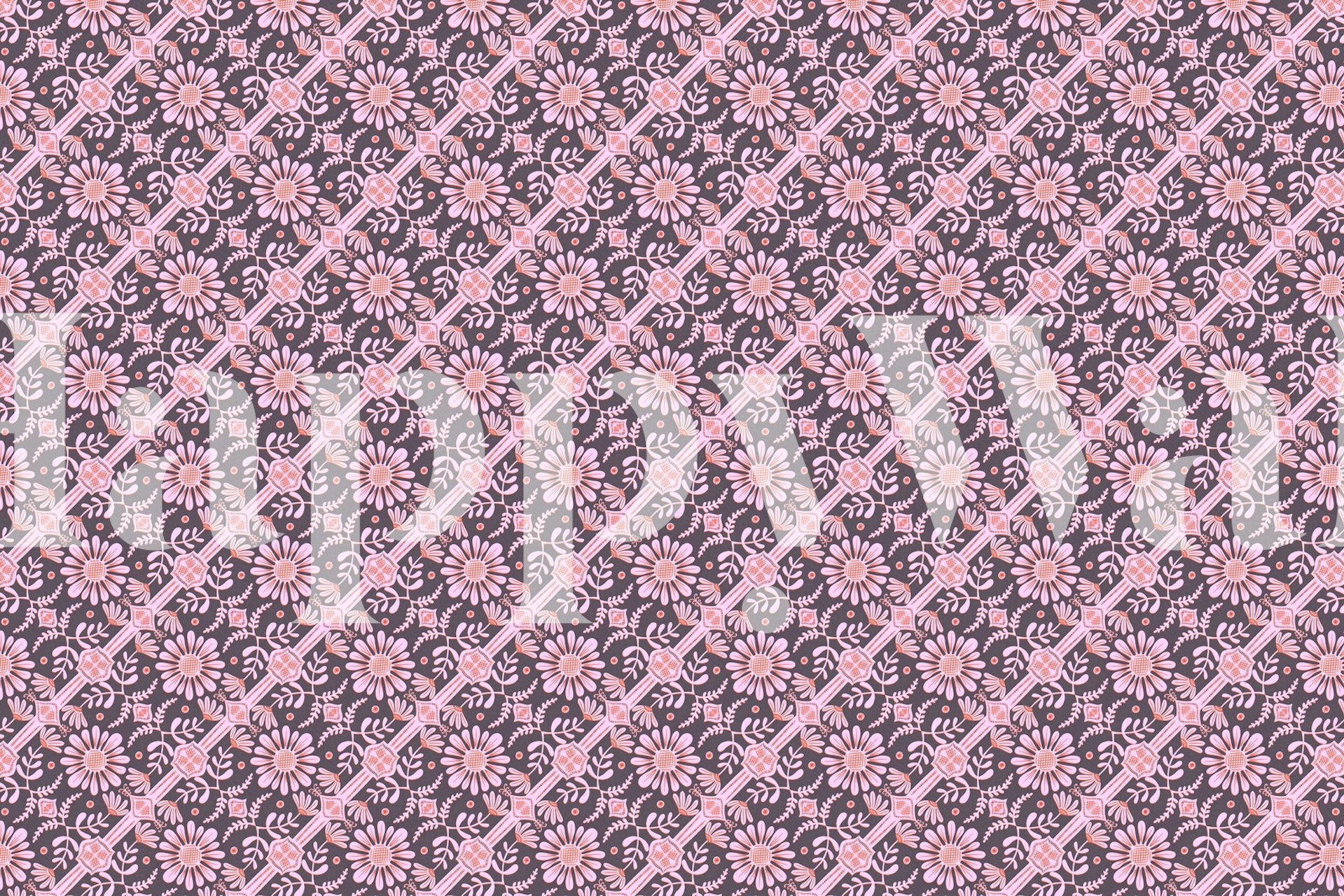 Murale floreale boho chic in tonalità di viola