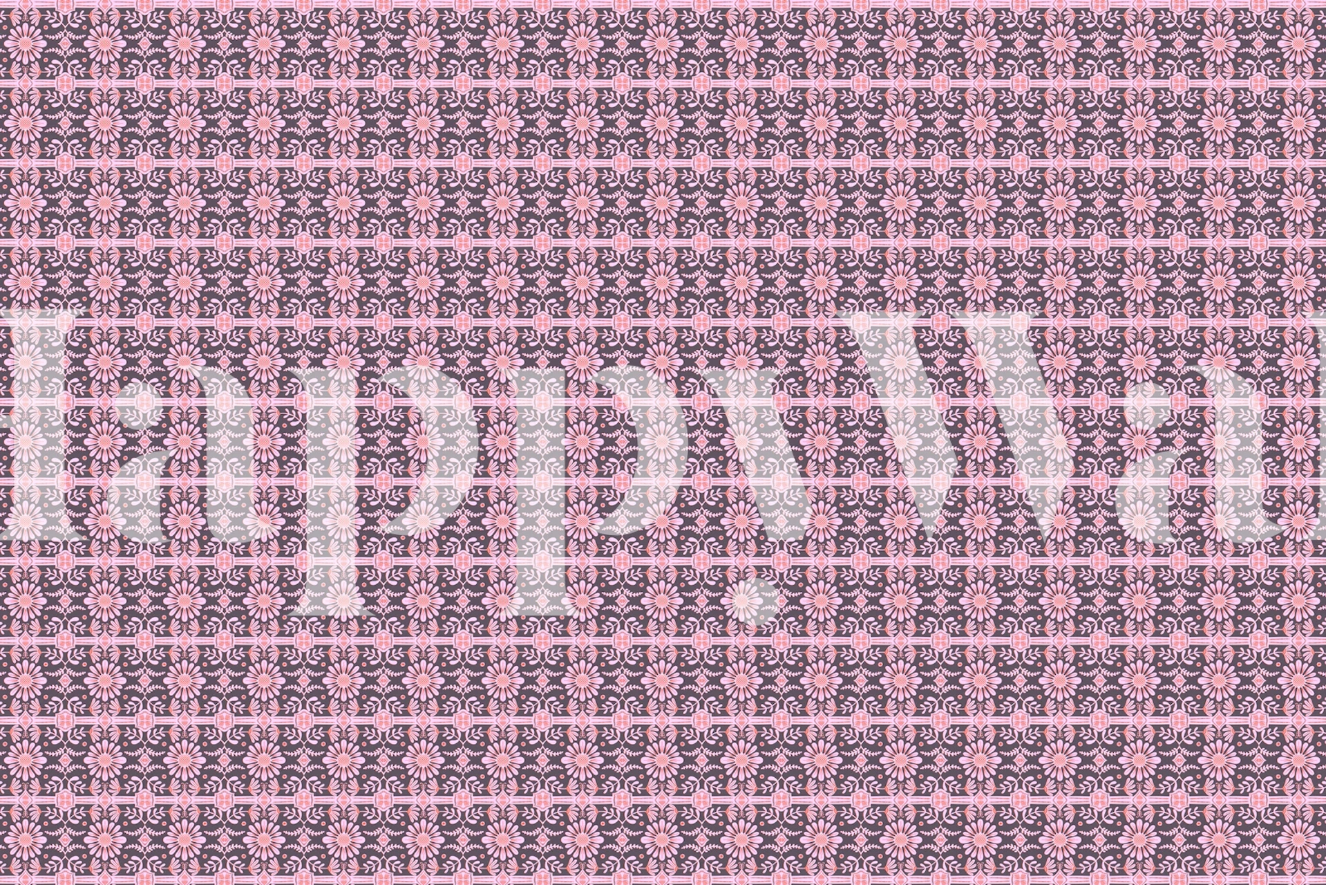 Boho Florals Pink Purple wallpaper in a room