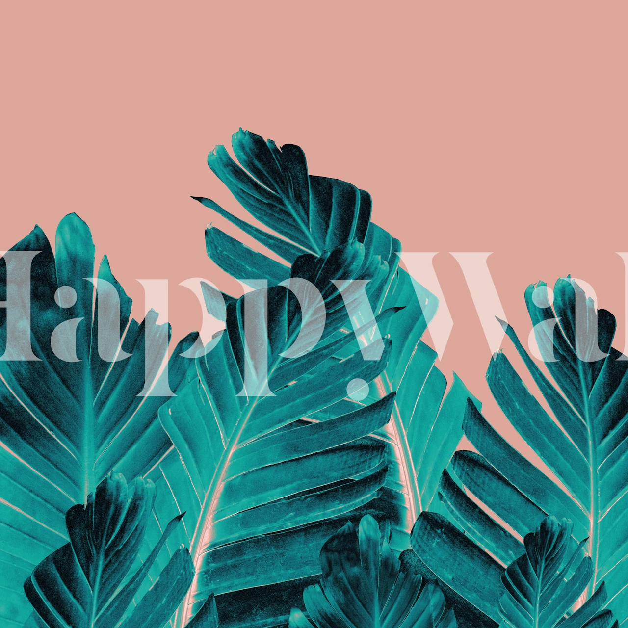 Turkos bananblad mot en korall fondtapet