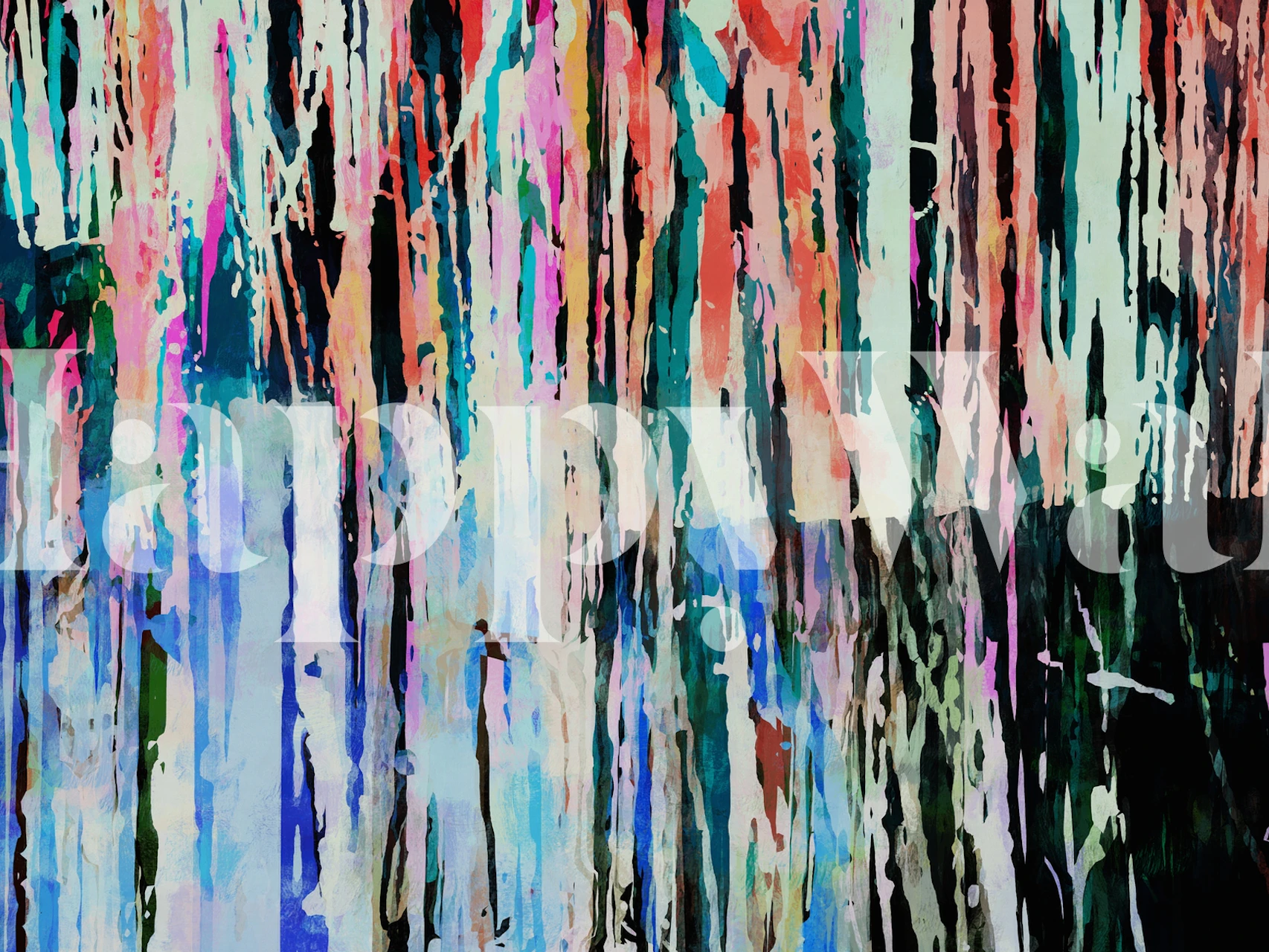 Abstraktes, farbenfrohes Wandbild „Irregular Traits“ mit tropfendem Farbdesign.