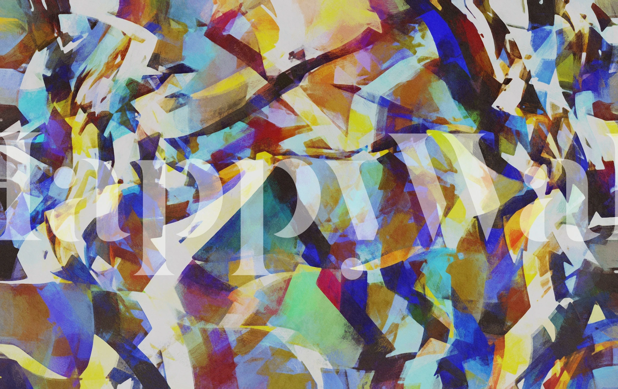 Papier peint mural abstrait aux formes colorées imbriquées Intertwined 2