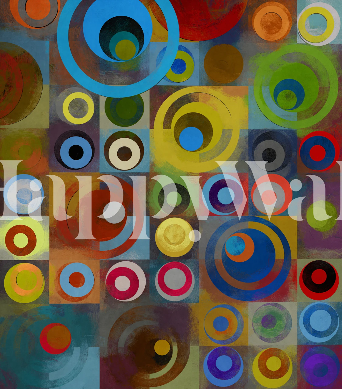 Colorful circles wallpaper in a room