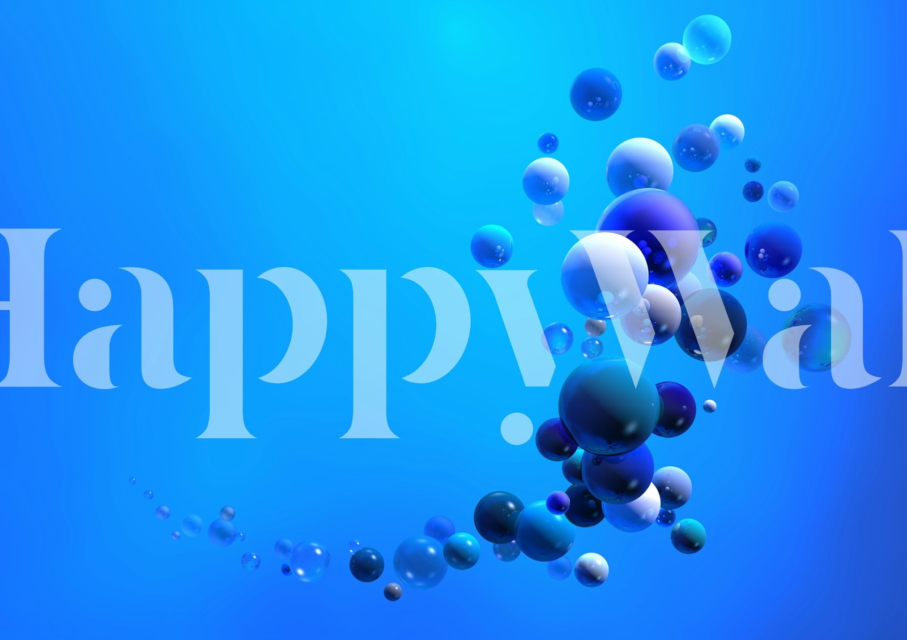 Blue abstract wallpaper with floating bubbles in various sizes