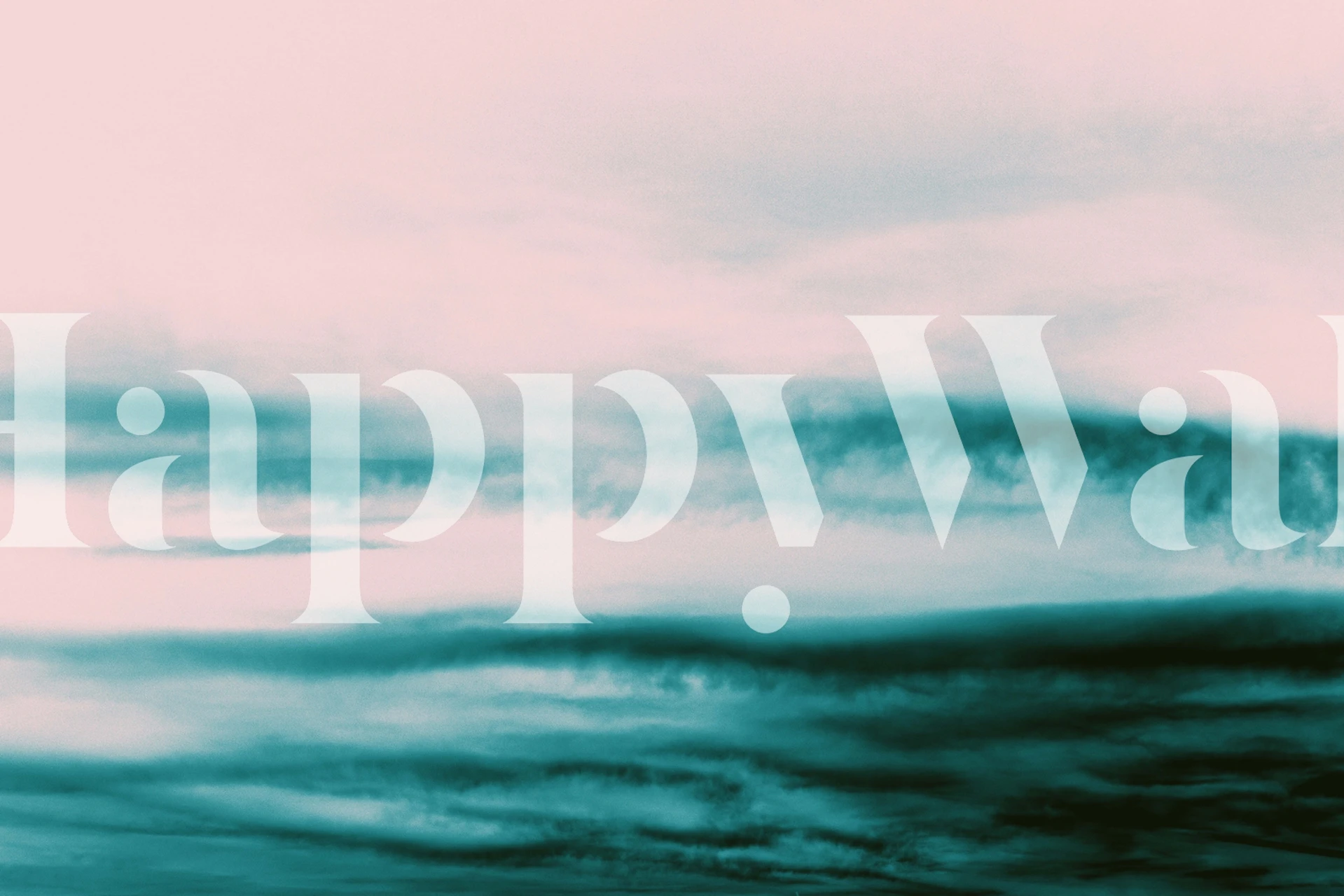 Abstract ocean wave wall mural in soft blues and greens