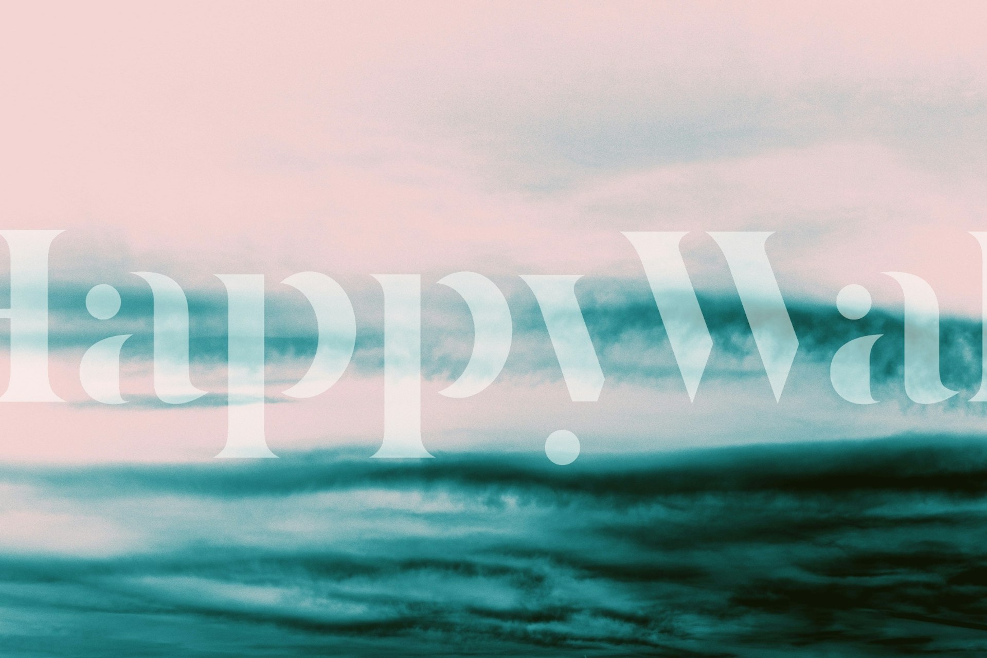 Abstract ocean wave wall mural in soft blues and greens