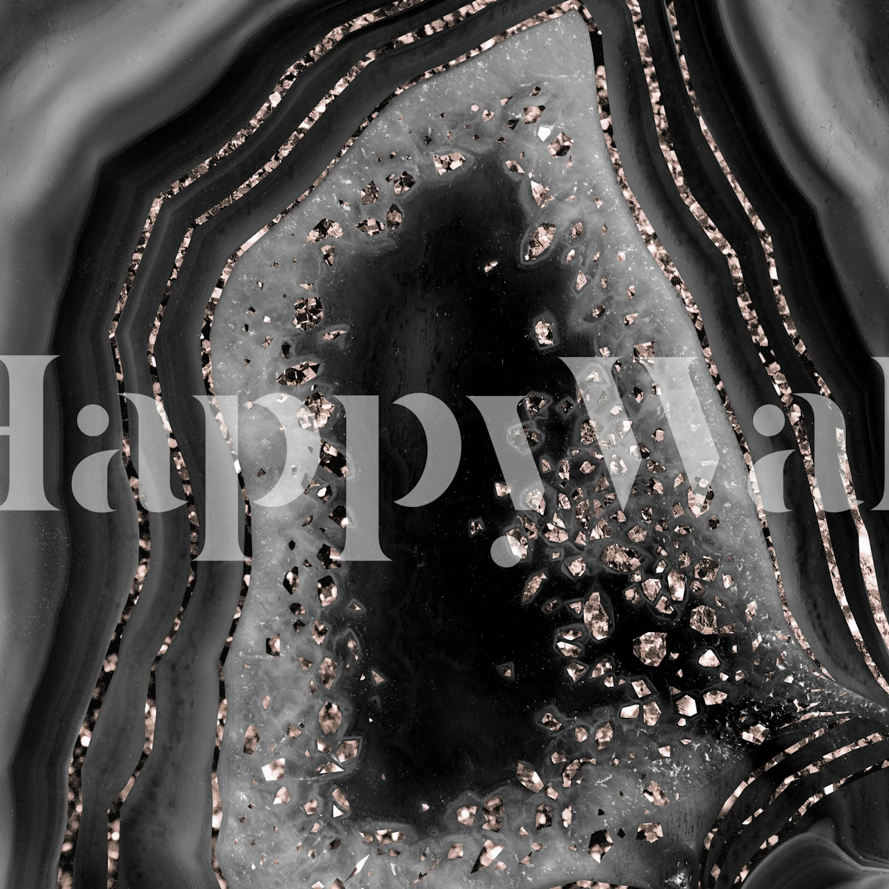 Agate Rose Gold Glitter Glam wallpaper in a room