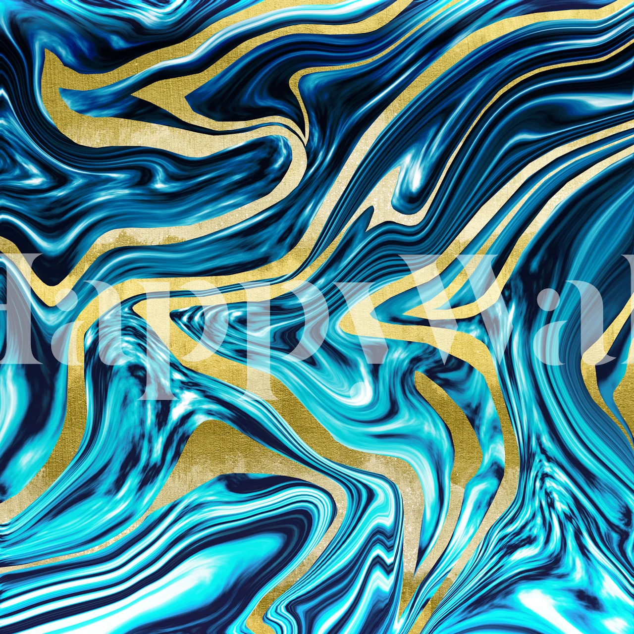 Ocean Gold Marble wallpaper displayed in a room