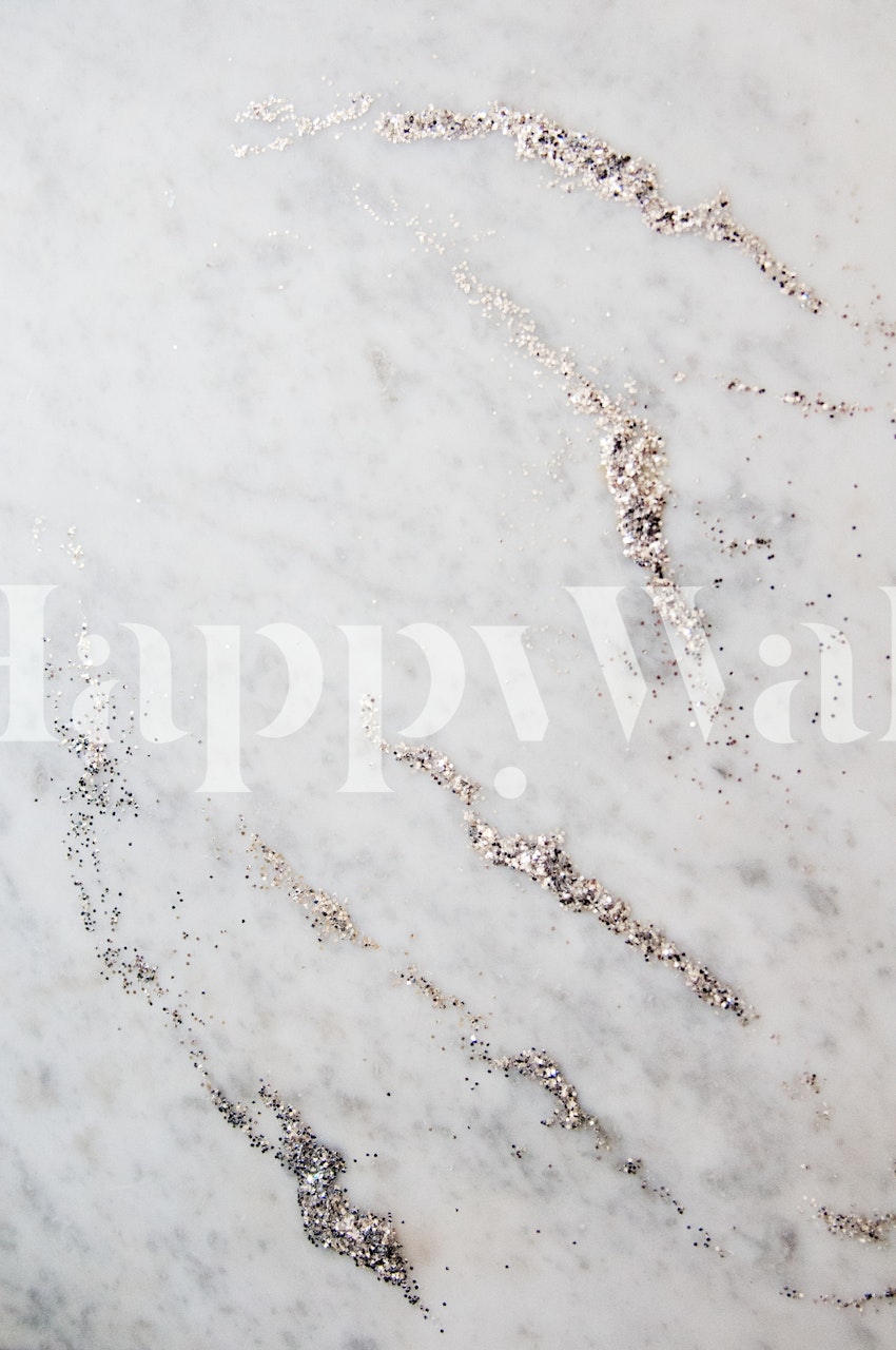 Glitter Marble Dream 1 τοίχο πίνακα με λευκό μάρμαρο και λαμπερά νερά