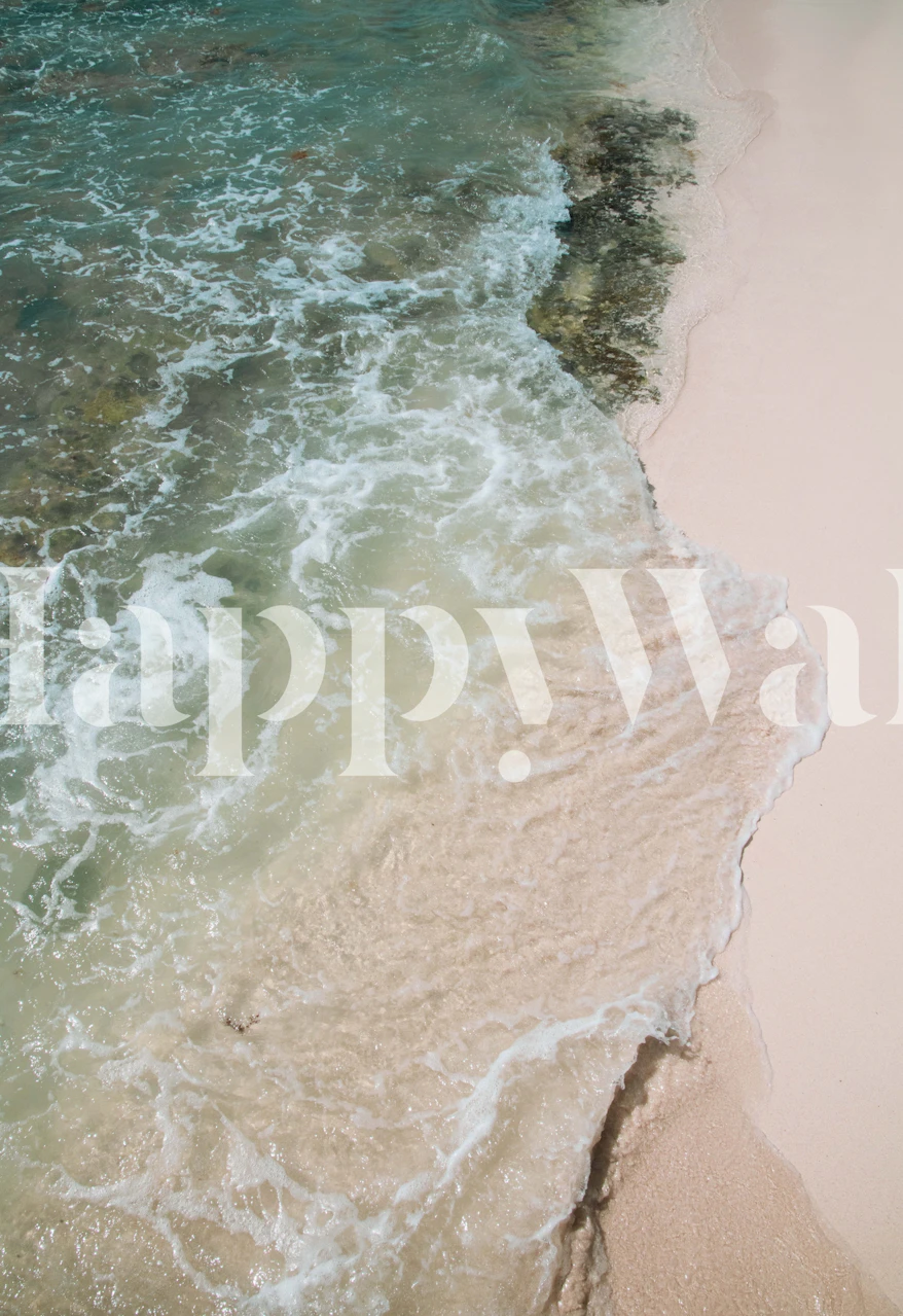 Mexican ocean waves meeting sandy beach wall mural