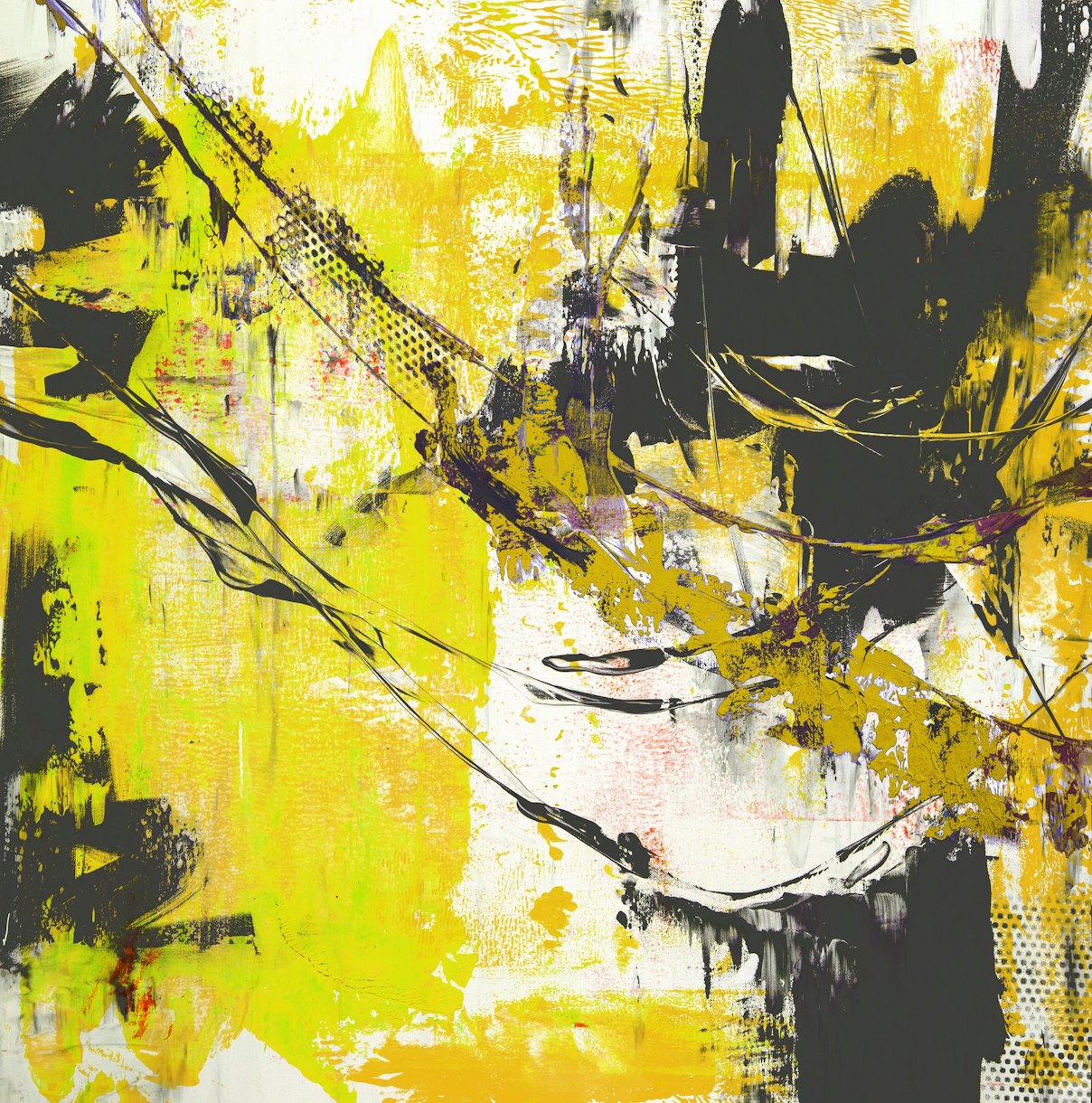 Abstract Art Yellow Black Wallpaper - Buy Online | Happywall