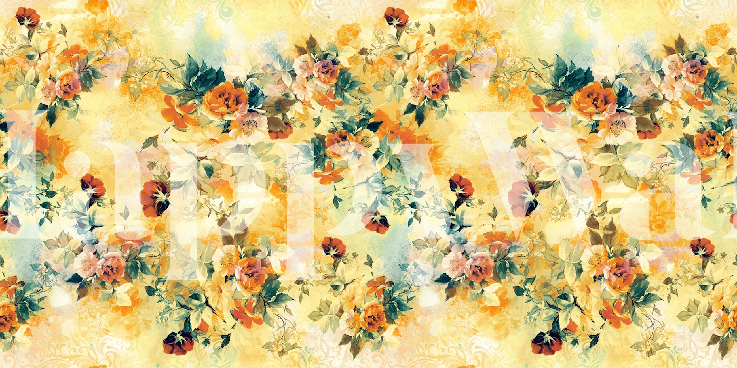 Spring Flowers III floral wallpaper in a room