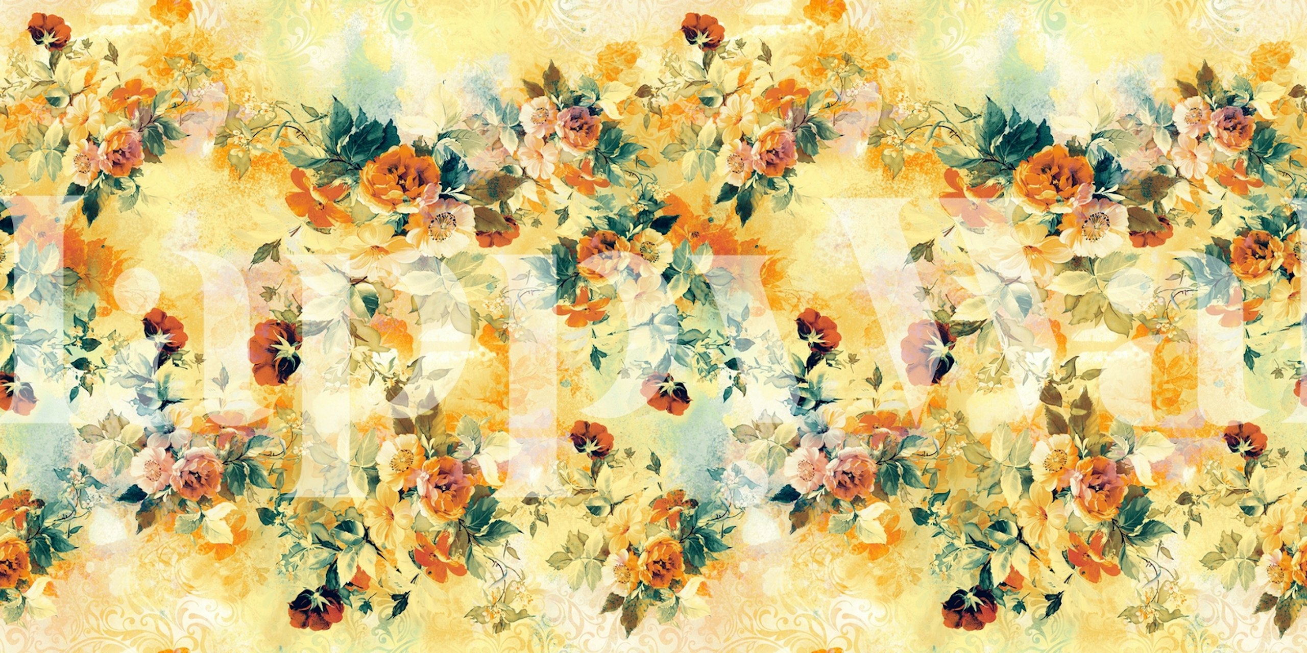 Spring Flowers III floral wallpaper in a room