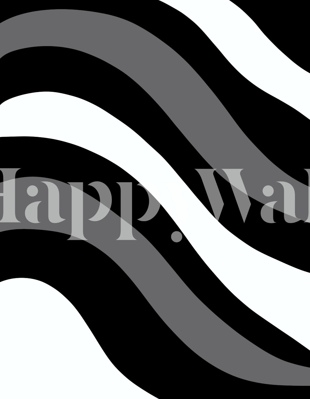 Svart och vitt abstrakt vågmönster väggmålning