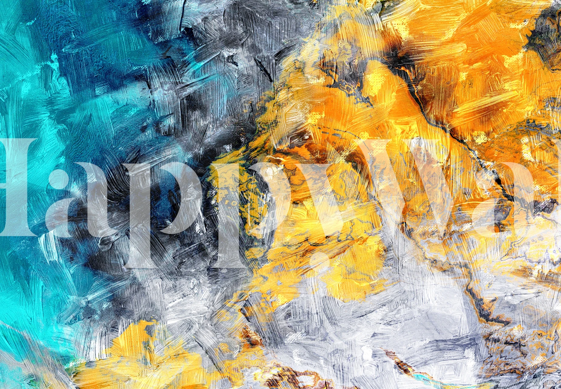 Colorful abstract patterns in blue, gold, and gray wallpaper