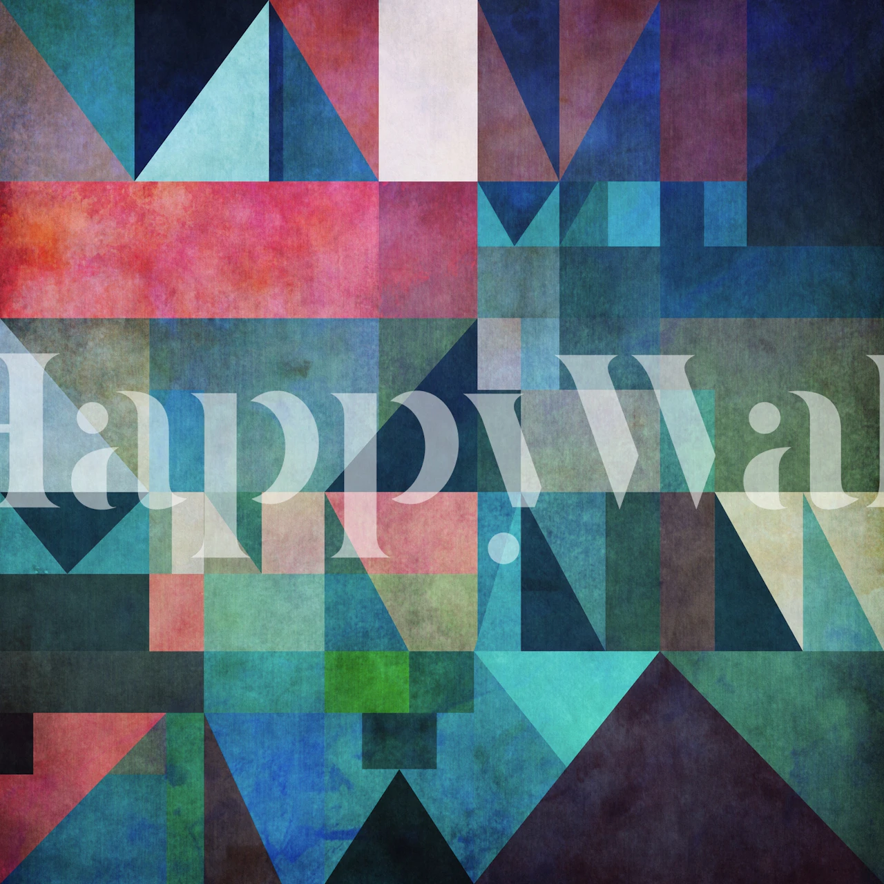 Geometric wallpaper design in a colorful room