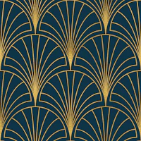 Art Deco Fans Deep Turquoise tapet