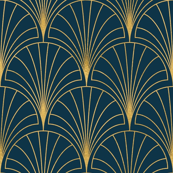 Art Deco Fans Deep Turquoise