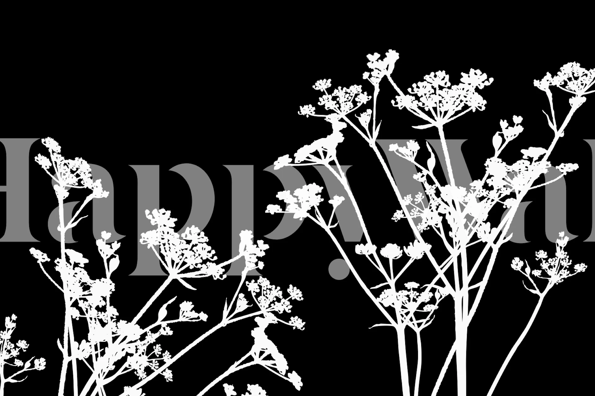 Wildflower Weed Black White tapet i et rom