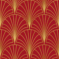 Modern Art Deco Fans in Red tapet