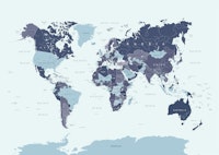 World Map in Navy Blue carta da parati