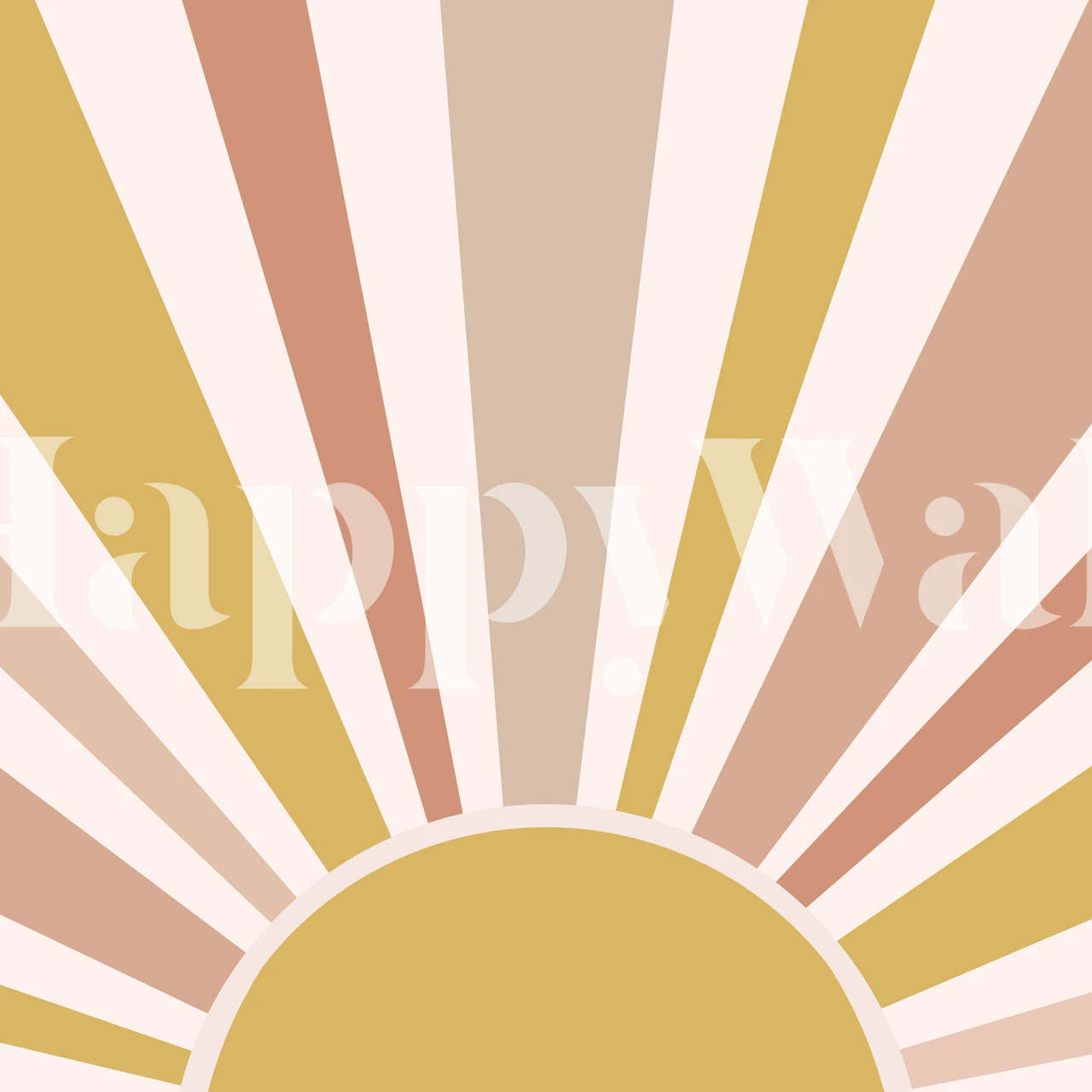 Colorful boho sun illustration with warm tones and retro rays wallpaper