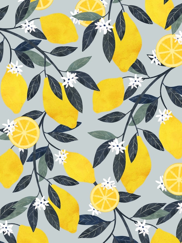 lemons pattern watercolor