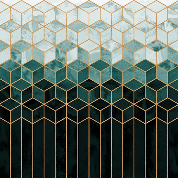 Teal Cubes Luxury Pattern