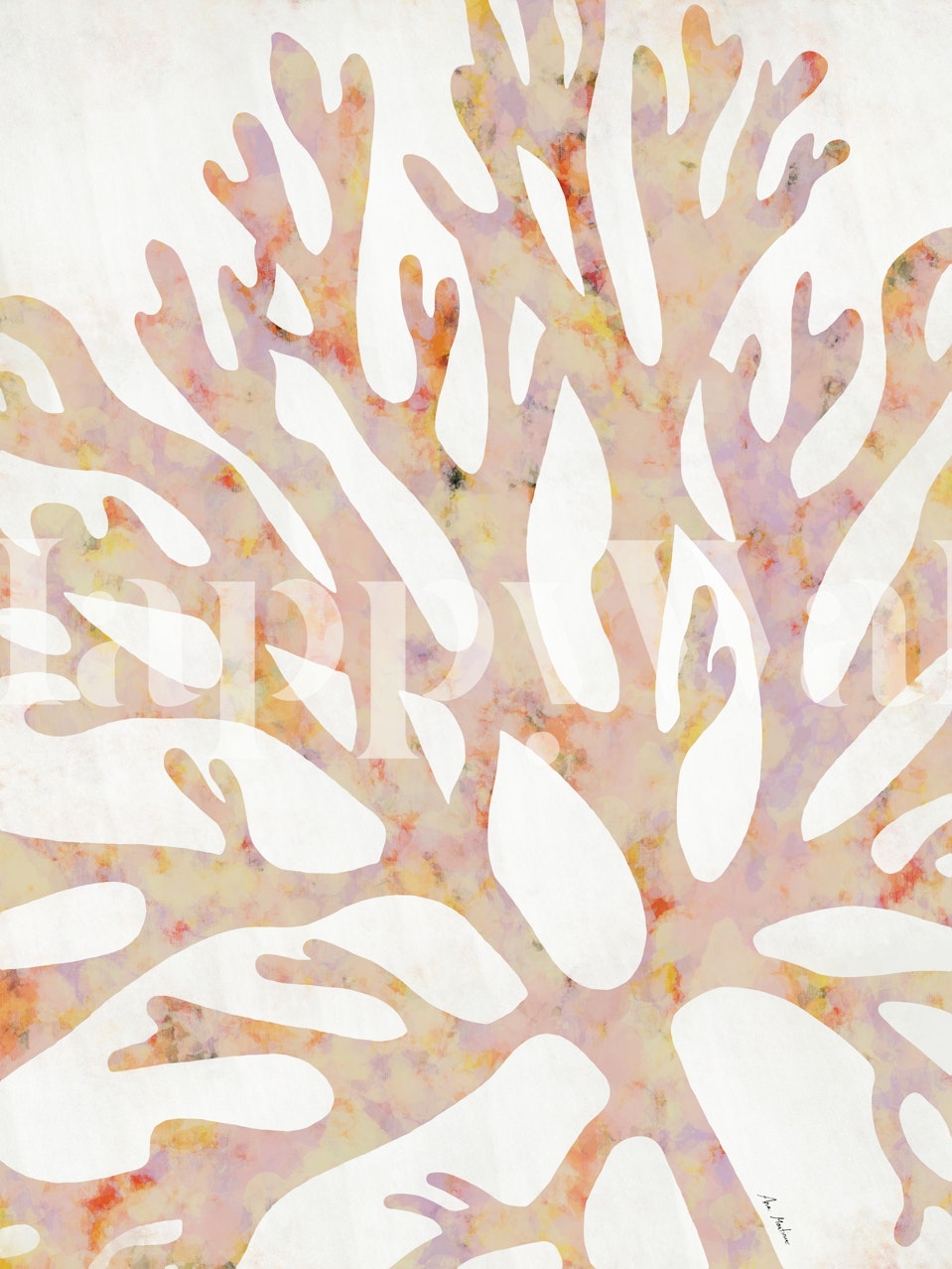 Corals acrylic wallpaper displayed in a room