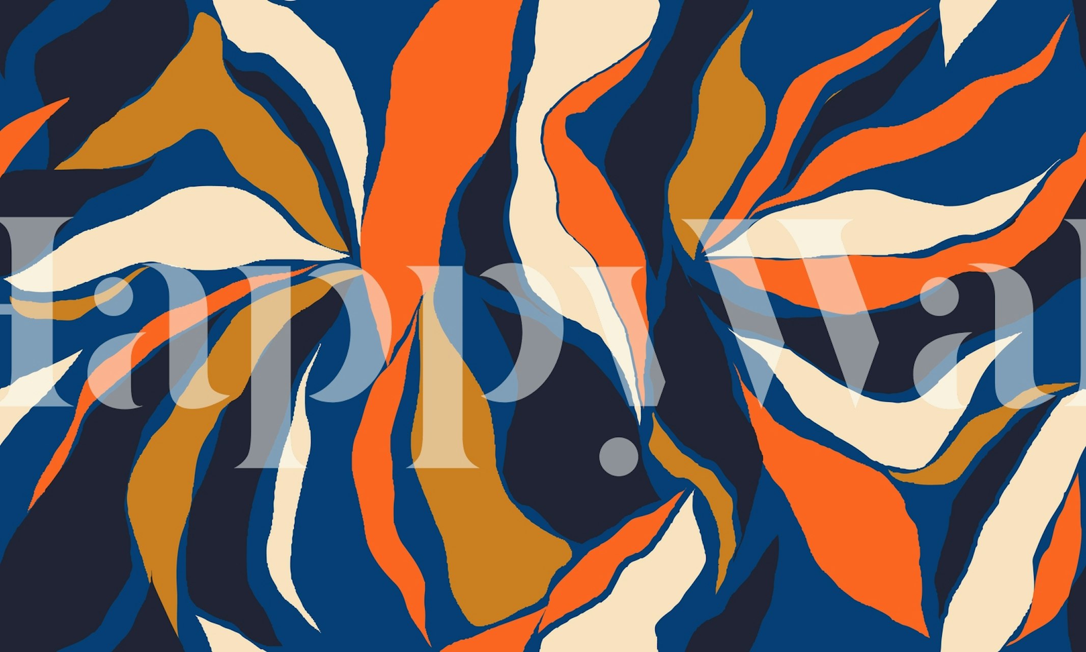 Ταπετσαρία Abstract Shapes Blue σε ένα δωμάτιο